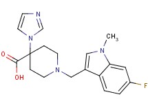 1-[(6-fluoro-1-methyl-1H-indol-3-yl)methyl]-4-(1H-imidazol-1-yl)piperidine-4-carboxylic acid