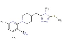 4,6-dimethyl-2-(4-{[4-methyl-5-(methylthio)-4H-1,2,4-triazol-3-yl]methyl}piperidin-1-yl)nicotinonitrile