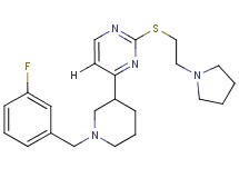 4-[1-(3-fluorobenzyl)-3-piperidinyl]-2-{[2-(1-pyrrolidinyl)ethyl]thio}pyrimidine