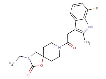 3-ethyl-8-[(7-fluoro-2-methyl-1H-indol-3-yl)acetyl]-1-oxa-3,8-diazaspiro[4.5]decan-2-one