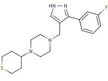 1-{[3-(3-fluorophenyl)-1H-pyrazol-4-yl]methyl}-4-(tetrahydro-2H-thiopyran-4-yl)piperazine