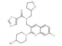N-{[7-fluoro-2-(4-hydroxy-1-piperidinyl)-3-quinolinyl]methyl}-N-(tetrahydro-2-furanylmethyl)-1,3-thiazole-5-carboxamide