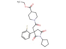ethyl 1-{[1-cyclopentyl-3-(2-fluorophenyl)-2,5-dioxo-3-pyrrolidinyl]acetyl}-4-piperidinecarboxylate