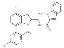 N-{[7-(3,6-dimethyl-2-pyrazinyl)-4-fluoro-2,3-dihydro-1-benzofuran-2-yl]methyl}-1-methyl-1H-indole-2-carboxamide