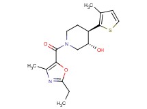 (3S*,4R*)-1-[(2-ethyl-4-methyl-1,3-oxazol-5-yl)carbonyl]-4-(3-methyl-2-thienyl)piperidin-3-ol