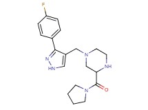 1-{[3-(4-fluorophenyl)-1H-pyrazol-4-yl]methyl}-3-(1-pyrrolidinylcarbonyl)piperazine