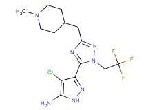 4-chloro-3-[3-[(1-methylpiperidin-4-yl)methyl]-1-(2,2,2-trifluoroethyl)-1H-1,2,4-triazol-5-yl]-1H-pyrazol-5-amine
