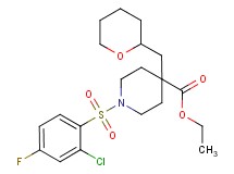 ethyl 1-[(2-chloro-4-fluorophenyl)sulfonyl]-4-(tetrahydro-2H-pyran-2-ylmethyl)-4-piperidinecarboxylate