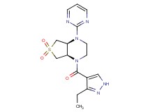 (4aS*,7aR*)-1-[(3-ethyl-1H-pyrazol-4-yl)carbonyl]-4-pyrimidin-2-yloctahydrothieno[3,4-b]pyrazine 6,6-dioxide