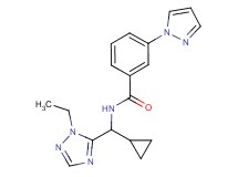 N-[cyclopropyl(1-ethyl-1H-1,2,4-triazol-5-yl)methyl]-3-(1H-pyrazol-1-yl)benzamide