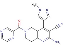 2-amino-4-(1-methyl-1H-pyrazol-4-yl)-6-(2-pyrazinylcarbonyl)-5,6,7,8-tetrahydro-1,6-naphthyridine-3-carbonitrile