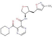 N-{(3R*,4S*)-4-[(3-methylisoxazol-5-yl)methyl]tetrahydrofuran-3-yl}-3-(piperidin-1-ylcarbonyl)pyrazine-2-carboxamide