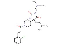 5-{1-[(2E)-3-(2-chlorophenyl)-2-propenoyl]-4-piperidinyl}-3-[2-(dimethylamino)ethyl]-5-(3-methylbutyl)-2,4-imidazolidinedione