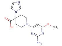 1-(2-amino-6-methoxypyrimidin-4-yl)-4-(1H-imidazol-1-yl)piperidine-4-carboxylic acid