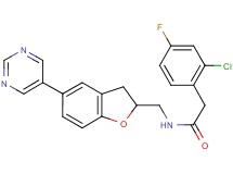 2-(2-chloro-4-fluorophenyl)-N-{[5-(5-pyrimidinyl)-2,3-dihydro-1-benzofuran-2-yl]methyl}acetamide