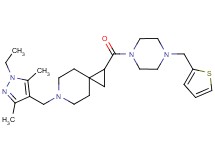 6-[(1-ethyl-3,5-dimethyl-1H-pyrazol-4-yl)methyl]-1-{[4-(2-thienylmethyl)-1-piperazinyl]carbonyl}-6-azaspiro[2.5]octane