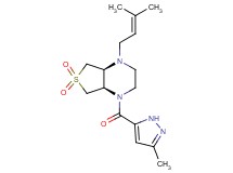 (4aR*,7aS*)-1-(3-methyl-2-buten-1-yl)-4-[(3-methyl-1H-pyrazol-5-yl)carbonyl]octahydrothieno[3,4-b]pyrazine 6,6-dioxide