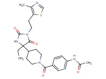 N-{4-[(4-{4-ethyl-1-[2-(4-methyl-1,3-thiazol-5-yl)ethyl]-2,5-dioxo-4-imidazolidinyl}-1-piperidinyl)carbonyl]phenyl}acetamide