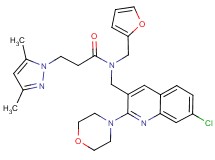 N-{[7-chloro-2-(4-morpholinyl)-3-quinolinyl]methyl}-3-(3,5-dimethyl-1H-pyrazol-1-yl)-N-(2-furylmethyl)propanamide