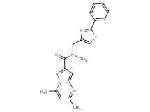 N,5,7-trimethyl-N-[(2-phenyl-1,3-thiazol-4-yl)methyl]pyrazolo[1,5-a]pyrimidine-2-carboxamide