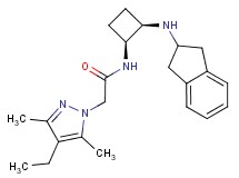 N-[(1S*,2R*)-2-(2,3-dihydro-1H-inden-2-ylamino)cyclobutyl]-2-(4-ethyl-3,5-dimethyl-1H-pyrazol-1-yl)acetamide