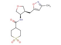 N-{(3R*,4S*)-4-[(3-methylisoxazol-5-yl)methyl]tetrahydrofuran-3-yl}tetrahydro-2H-thiopyran-4-carboxamide 1,1-dioxide