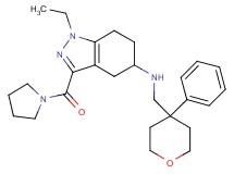 1-ethyl-N-[(4-phenyltetrahydro-2H-pyran-4-yl)methyl]-3-(1-pyrrolidinylcarbonyl)-4,5,6,7-tetrahydro-1H-indazol-5-amine