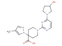 1-[4-(3-hydroxypyrrolidin-1-yl)pyrimidin-2-yl]-4-(4-methyl-1H-pyrazol-1-yl)piperidine-4-carboxylic acid
