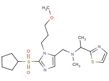 N-{[2-(cyclopentylsulfonyl)-1-(3-methoxypropyl)-1H-imidazol-5-yl]methyl}-N-methyl-1-(1,3-thiazol-2-yl)ethanamine