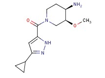 (3S*,4R*)-1-[(3-cyclopropyl-1H-pyrazol-5-yl)carbonyl]-3-methoxypiperidin-4-amine