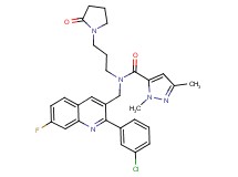 N-{[2-(3-chlorophenyl)-7-fluoro-3-quinolinyl]methyl}-1,3-dimethyl-N-[3-(2-oxo-1-pyrrolidinyl)propyl]-1H-pyrazole-5-carboxamide