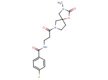 4-fluoro-N-[3-(3-methyl-2-oxo-1-oxa-3,7-diazaspiro[4.4]non-7-yl)-3-oxopropyl]benzamide