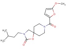 8-(5-methoxy-2-furoyl)-3-(3-methylbutyl)-1-oxa-3,8-diazaspiro[4.5]decan-2-one