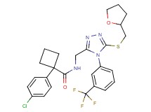 1-(4-chlorophenyl)-N-({5-[(tetrahydro-2-furanylmethyl)thio]-4-[3-(trifluoromethyl)phenyl]-4H-1,2,4-triazol-3-yl}methyl)cyclobutanecarboxamide