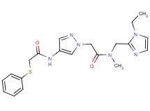N-(1-{2-[[(1-ethyl-1H-imidazol-2-yl)methyl](methyl)amino]-2-oxoethyl}-1H-pyrazol-4-yl)-2-(phenylthio)acetamide