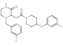 4-(3-fluorobenzyl)-3-{2-[4-(3-fluorophenoxy)-1-piperidinyl]-2-oxoethyl}-2-piperazinone