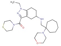 1-ethyl-N-{[1-(4-morpholinyl)cycloheptyl]methyl}-3-(4-thiomorpholinylcarbonyl)-4,5,6,7-tetrahydro-1H-indazol-5-amine