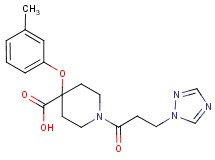 4-(3-methylphenoxy)-1-[3-(1H-1,2,4-triazol-1-yl)propanoyl]piperidine-4-carboxylic acid
