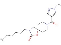 3-hexyl-8-[(1-methyl-1H-pyrazol-4-yl)carbonyl]-1-oxa-3,8-diazaspiro[4.5]decan-2-one