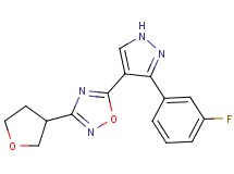 5-[3-(3-fluorophenyl)-1H-pyrazol-4-yl]-3-(tetrahydrofuran-3-yl)-1,2,4-oxadiazole