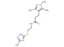 N-{2-[(3-methyl-1H-1,2,4-triazol-5-yl)thio]ethyl}-3-(1,3,5-trimethyl-1H-pyrazol-4-yl)propanamide