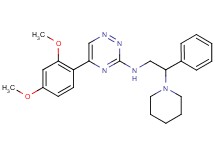 5-(2,4-dimethoxyphenyl)-N-[2-phenyl-2-(1-piperidinyl)ethyl]-1,2,4-triazin-3-amine