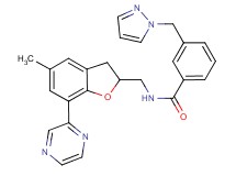 N-{[5-methyl-7-(2-pyrazinyl)-2,3-dihydro-1-benzofuran-2-yl]methyl}-3-(1H-pyrazol-1-ylmethyl)benzamide