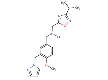 1-(3-isopropyl-1,2,4-oxadiazol-5-yl)-N-[4-methoxy-3-(1H-pyrazol-1-ylmethyl)benzyl]-N-methylmethanamine
