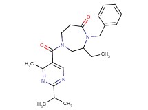 4-benzyl-3-ethyl-1-[(2-isopropyl-4-methylpyrimidin-5-yl)carbonyl]-1,4-diazepan-5-one