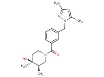 (3R*,4S*)-1-{3-[(3,5-dimethyl-1H-pyrazol-1-yl)methyl]benzoyl}-3,4-dimethylpiperidin-4-ol
