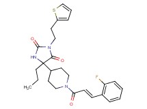 5-{1-[(2E)-3-(2-fluorophenyl)-2-propenoyl]-4-piperidinyl}-5-propyl-3-[2-(2-thienyl)ethyl]-2,4-imidazolidinedione