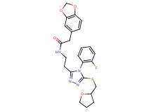 2-(1,3-benzodioxol-5-yl)-N-(2-{4-(2-fluorophenyl)-5-[(tetrahydro-2-furanylmethyl)thio]-4H-1,2,4-triazol-3-yl}ethyl)acetamide