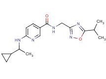 6-[(1-cyclopropylethyl)amino]-N-[(5-isopropyl-1,2,4-oxadiazol-3-yl)methyl]nicotinamide
