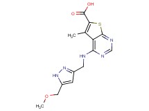 4-({[5-(methoxymethyl)-1H-pyrazol-3-yl]methyl}amino)-5-methylthieno[2,3-d]pyrimidine-6-carboxylic acid